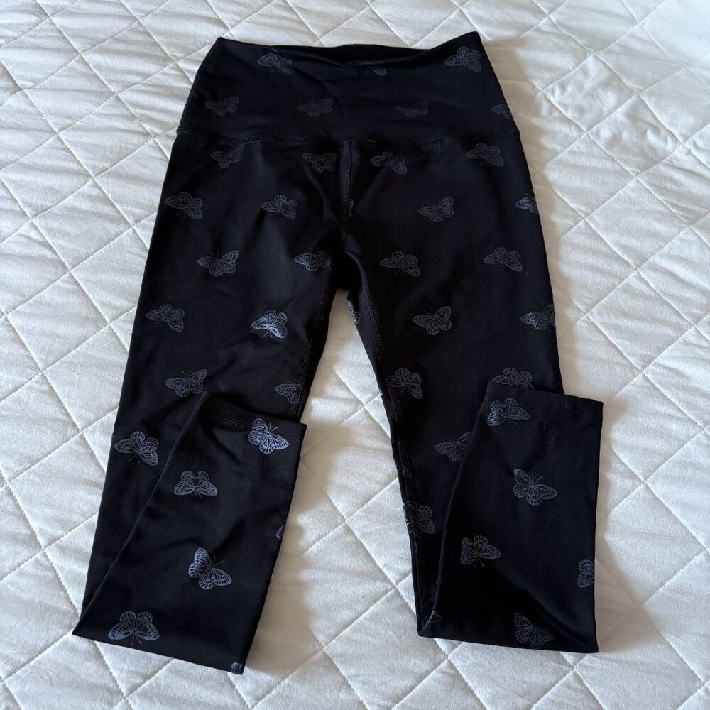 Beyond Yoga Womens Size XS Black Leggings Butterflies Athleisure Yoga Workout
